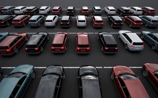 Cars packed for hire in Lagos, Nigeria